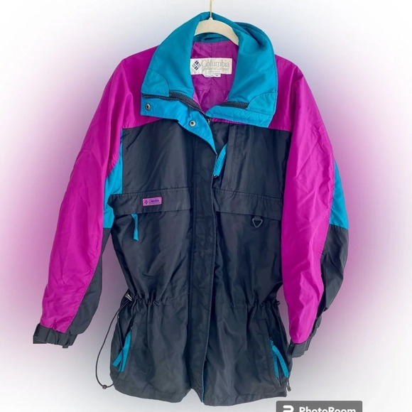 VINTAGE Columbia Vibrant  Colourful Long Jacket Size M - Picture 1 of 12